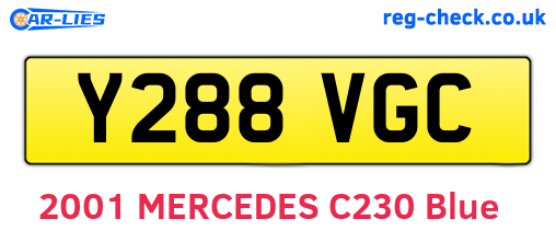 Y288VGC are the vehicle registration plates.