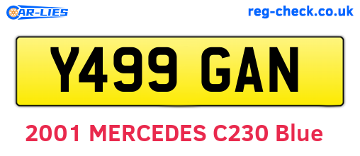 Y499GAN are the vehicle registration plates.