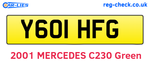 Y601HFG are the vehicle registration plates.