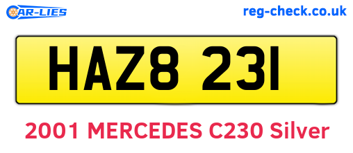 HAZ8231 are the vehicle registration plates.