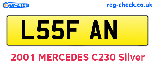 L55FAN are the vehicle registration plates.