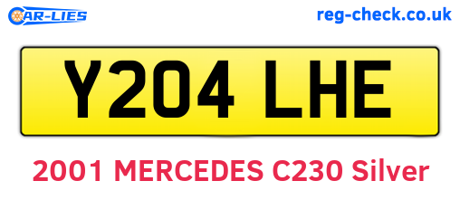 Y204LHE are the vehicle registration plates.