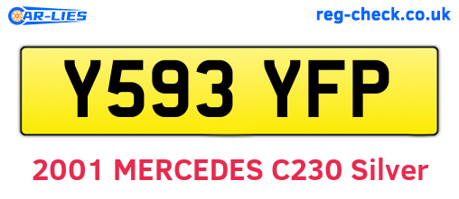 Y593YFP are the vehicle registration plates.