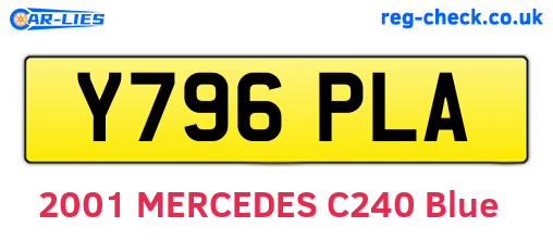 Y796PLA are the vehicle registration plates.