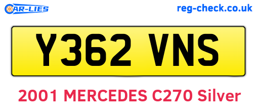 Y362VNS are the vehicle registration plates.