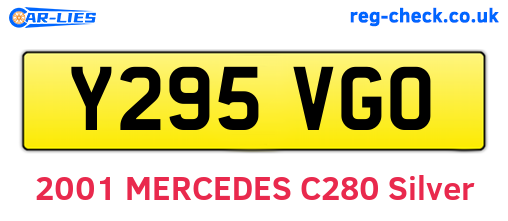 Y295VGO are the vehicle registration plates.