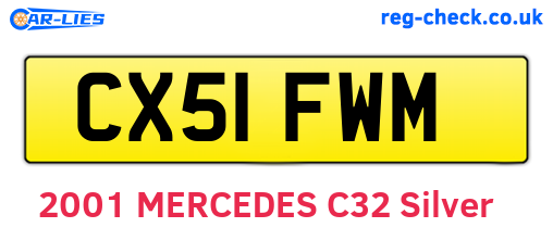 CX51FWM are the vehicle registration plates.