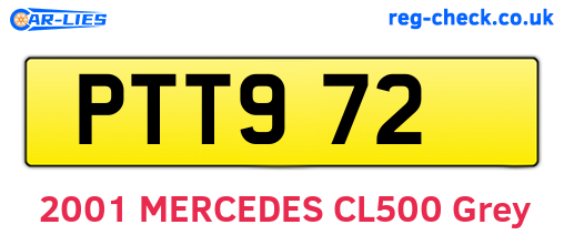 PTT972 are the vehicle registration plates.