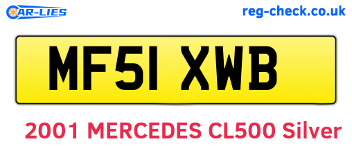 MF51XWB are the vehicle registration plates.