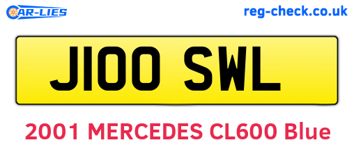 J100SWL are the vehicle registration plates.
