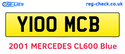 Y100MCB are the vehicle registration plates.
