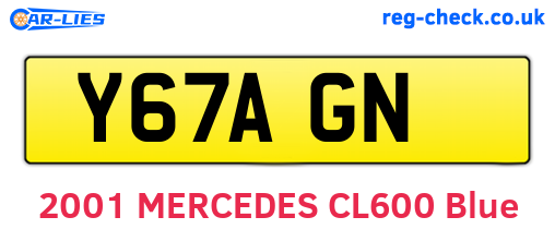 Y67AGN are the vehicle registration plates.