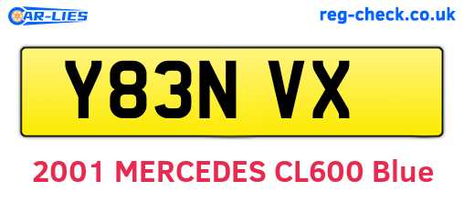 Y83NVX are the vehicle registration plates.