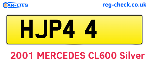 HJP44 are the vehicle registration plates.