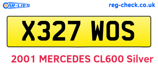 X327WOS are the vehicle registration plates.
