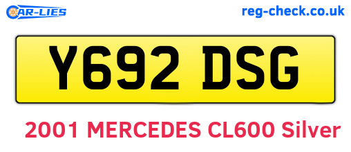 Y692DSG are the vehicle registration plates.