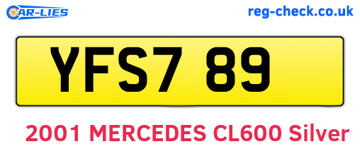 YFS789 are the vehicle registration plates.
