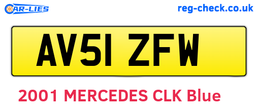 AV51ZFW are the vehicle registration plates.
