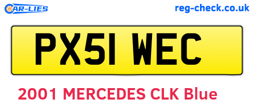 PX51WEC are the vehicle registration plates.
