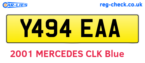 Y494EAA are the vehicle registration plates.