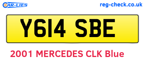 Y614SBE are the vehicle registration plates.