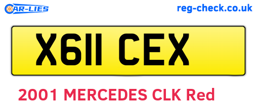 X611CEX are the vehicle registration plates.