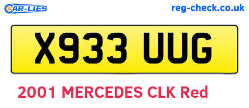 X933UUG are the vehicle registration plates.