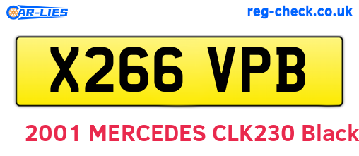 X266VPB are the vehicle registration plates.