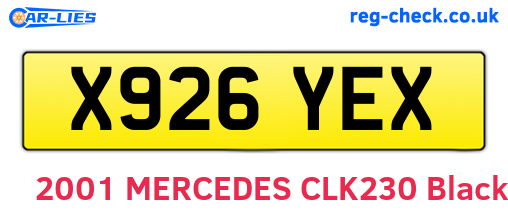 X926YEX are the vehicle registration plates.