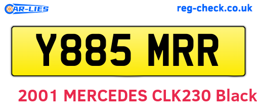 Y885MRR are the vehicle registration plates.