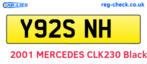 Y92SNH are the vehicle registration plates.
