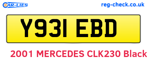 Y931EBD are the vehicle registration plates.