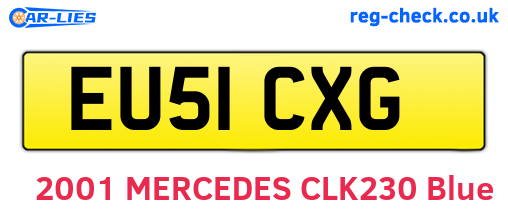 EU51CXG are the vehicle registration plates.