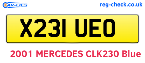 X231UEO are the vehicle registration plates.
