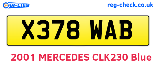X378WAB are the vehicle registration plates.