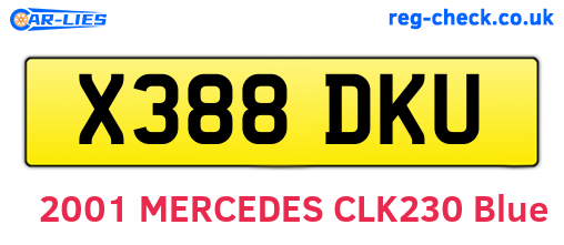 X388DKU are the vehicle registration plates.