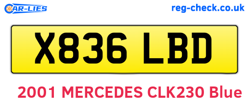 X836LBD are the vehicle registration plates.