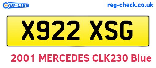X922XSG are the vehicle registration plates.
