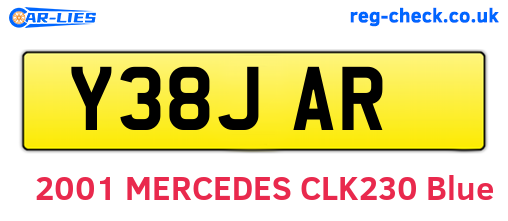 Y38JAR are the vehicle registration plates.
