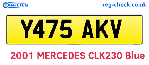 Y475AKV are the vehicle registration plates.