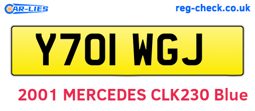 Y701WGJ are the vehicle registration plates.