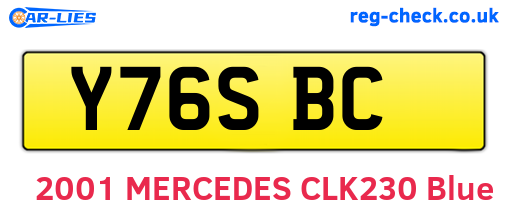 Y76SBC are the vehicle registration plates.