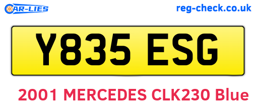 Y835ESG are the vehicle registration plates.