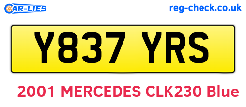 Y837YRS are the vehicle registration plates.