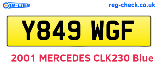 Y849WGF are the vehicle registration plates.