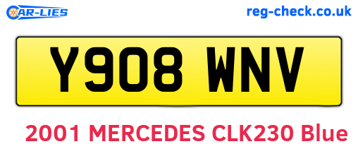 Y908WNV are the vehicle registration plates.