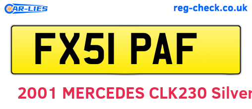 FX51PAF are the vehicle registration plates.