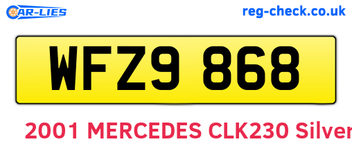 WFZ9868 are the vehicle registration plates.
