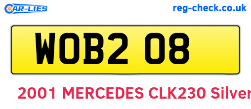 WOB208 are the vehicle registration plates.