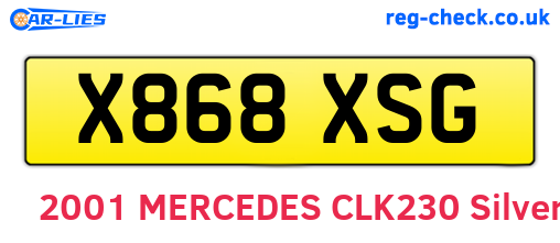X868XSG are the vehicle registration plates.